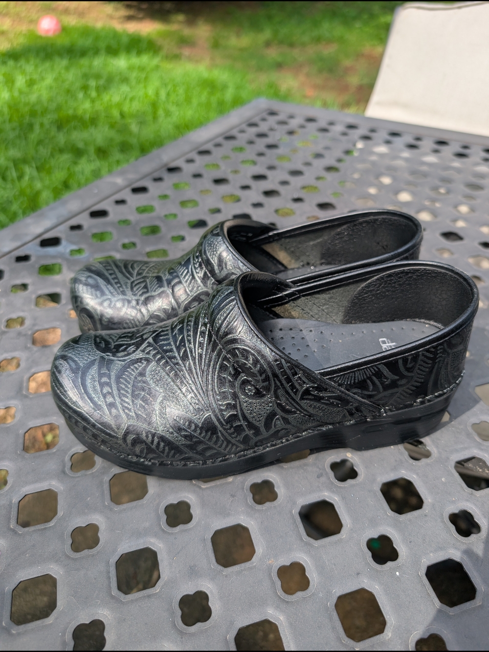 Dansko Women's Black Patterned Slip-On Comfort Clogs
